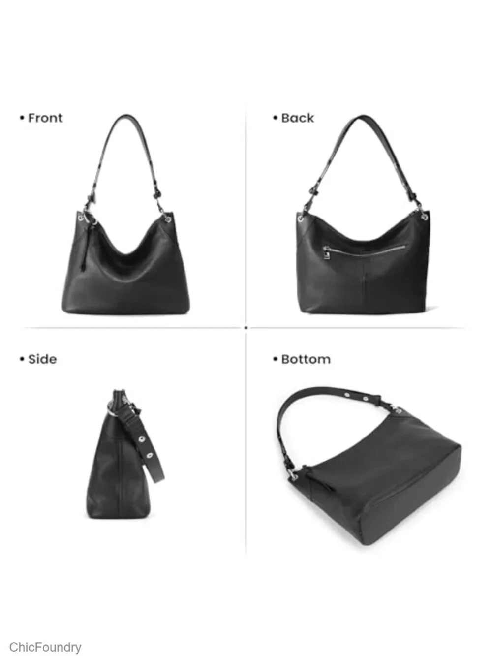 Genuine Leather Hobo Bag with Adjustable Crossbody Strap